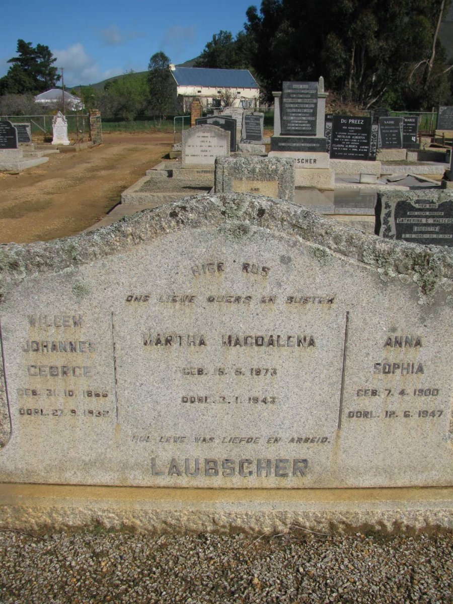LAUBSCHER Willem Johannes George 1866-1932 &amp; Martha Magdalena 1873-1943 :: LAUBSCHER Anna Sophia 1900-1947