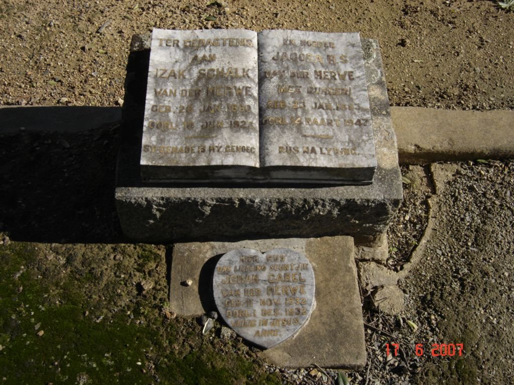 MERWE Izak Schalk, van der 1860-1923 &amp; Jacoba M.S. BURGER 1863-1947