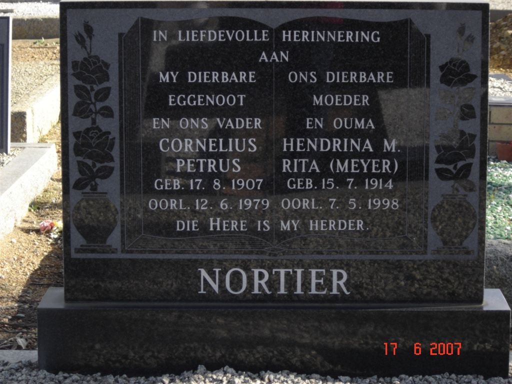 NORTIER Cornelius Petrus 1907-1979 &amp; Hendrina M. Rita MEYER 1914-1998