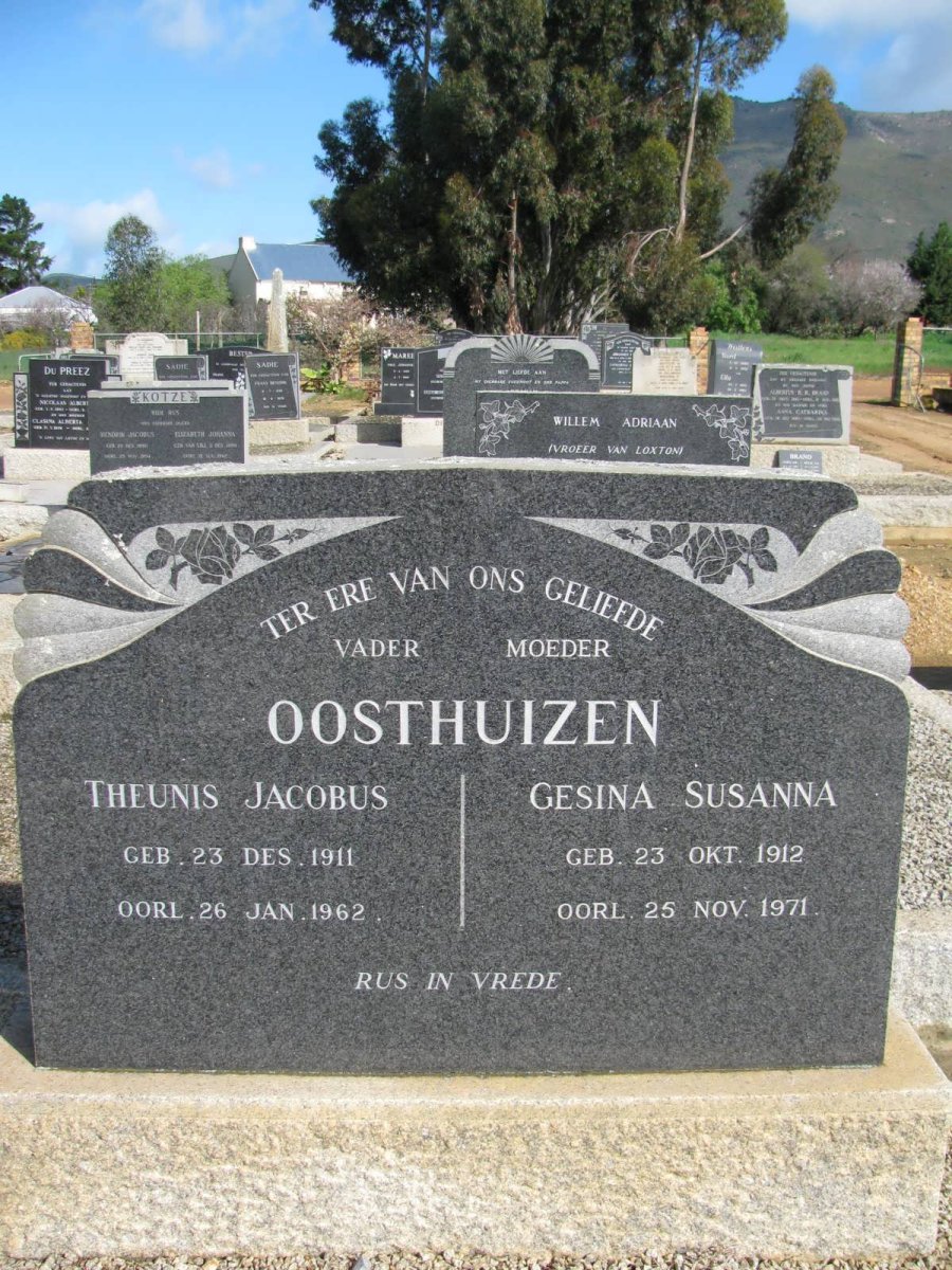 OOSTHUIZEN Theunis Jacobus 1911-1962 &amp; Gesina Susanna 1912-1971