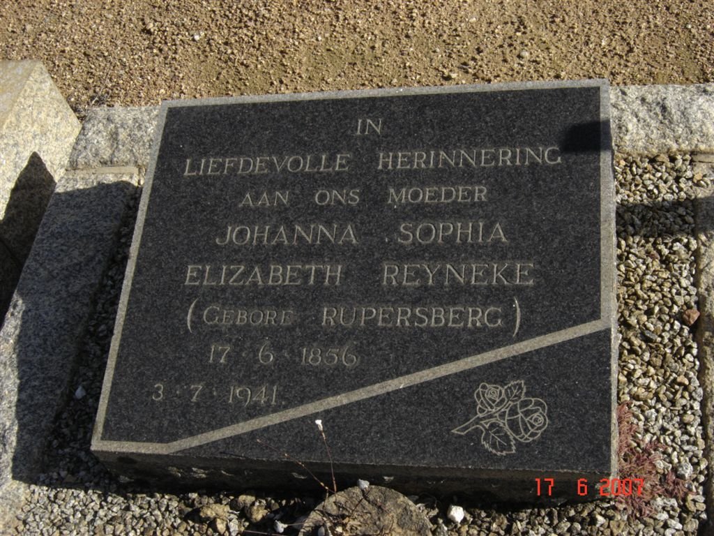 REYNEKE Johanna Sophia Elizabeth nee RUPERSBERG 1856-1941