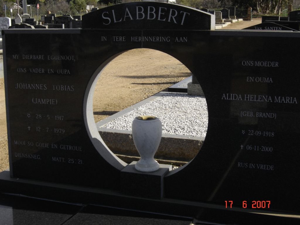 SLABBERT Johannes Tobias 1917-1979 &amp; Alida Helena Maria BRAND 1918-2000
