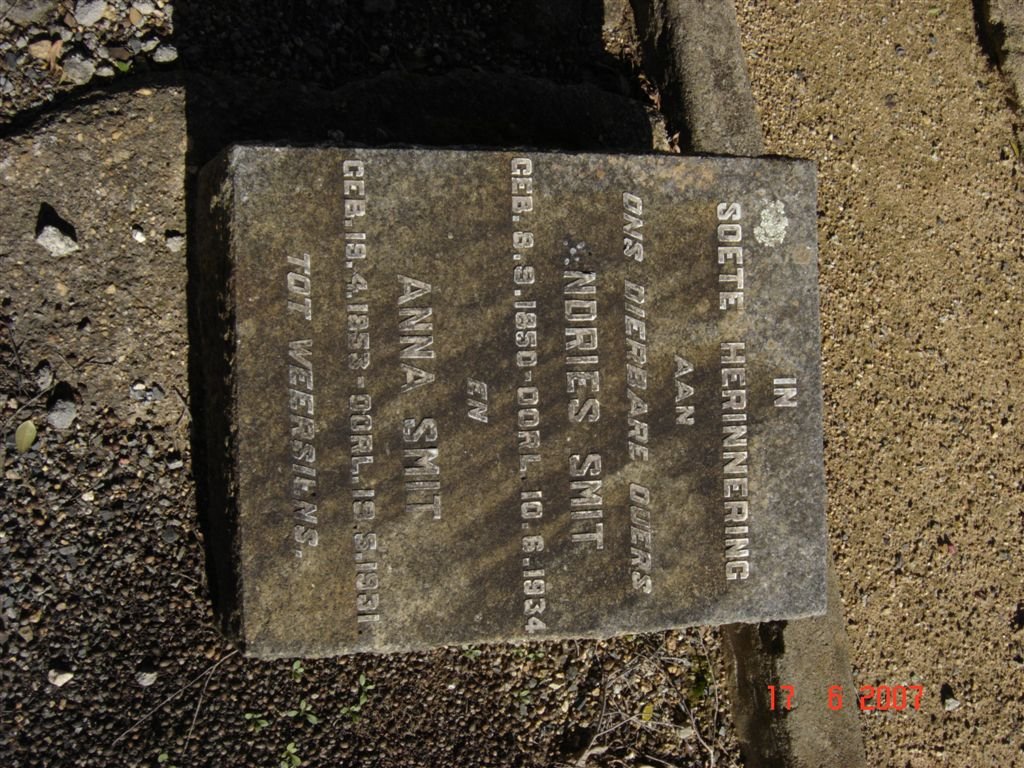 SMIT Andries 1850-1934 &amp; Anna SMIT 1853-1931