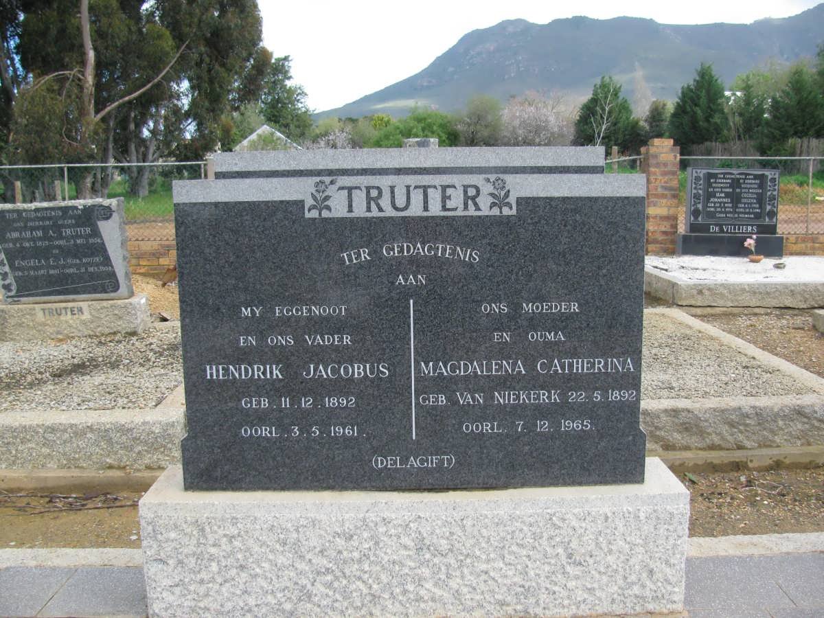 TRUTER Hendrik Jacobus 1892-1961 &amp; Magdalena Catherina nee VAN NIEKERK 1892-1965