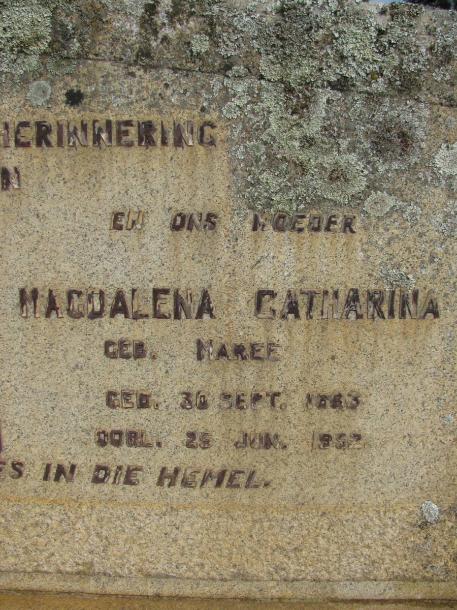WALTERS Magdalena Catharina nee MAREE 1833-1952