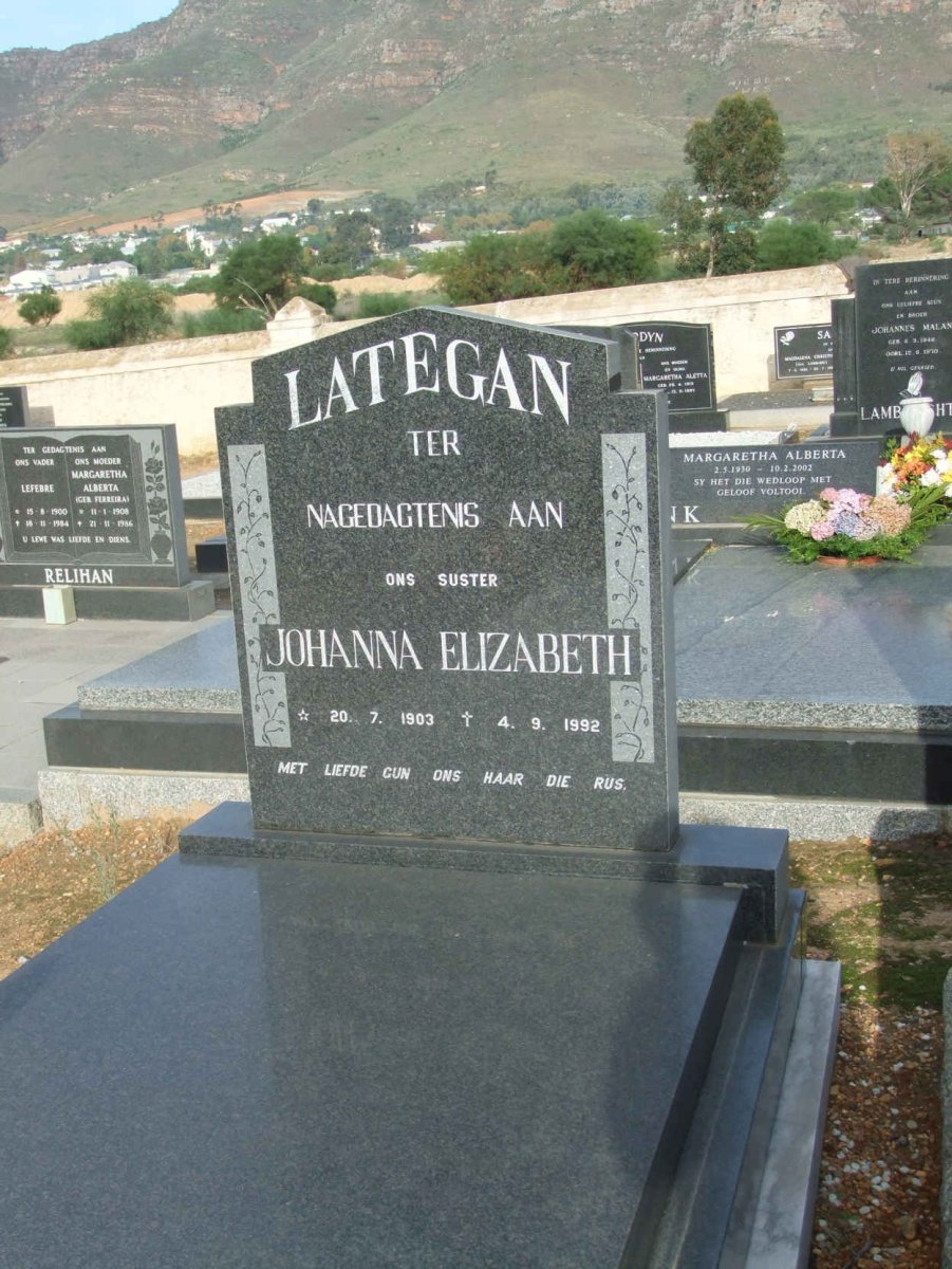 LATEGAN Johanna Elizabeth 1903-1992