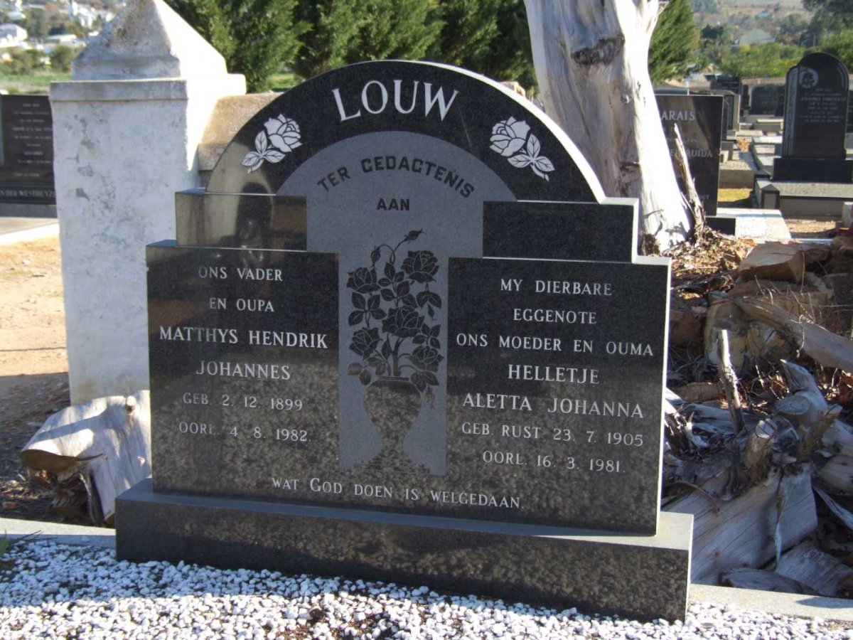 LOUW Matthys Hendrik Johannes 1899-1982 &amp; Helletje Aletta Johanna RUST 1905-1981