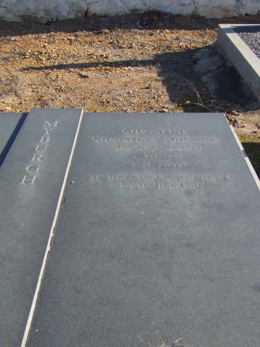 MYBURGH Christina Johanna nee GROENEWALD 1946-1997