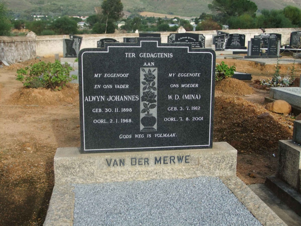 MERWE Alwyn Johannes, van der 1898-1968 &amp; W.D. 1912-2001