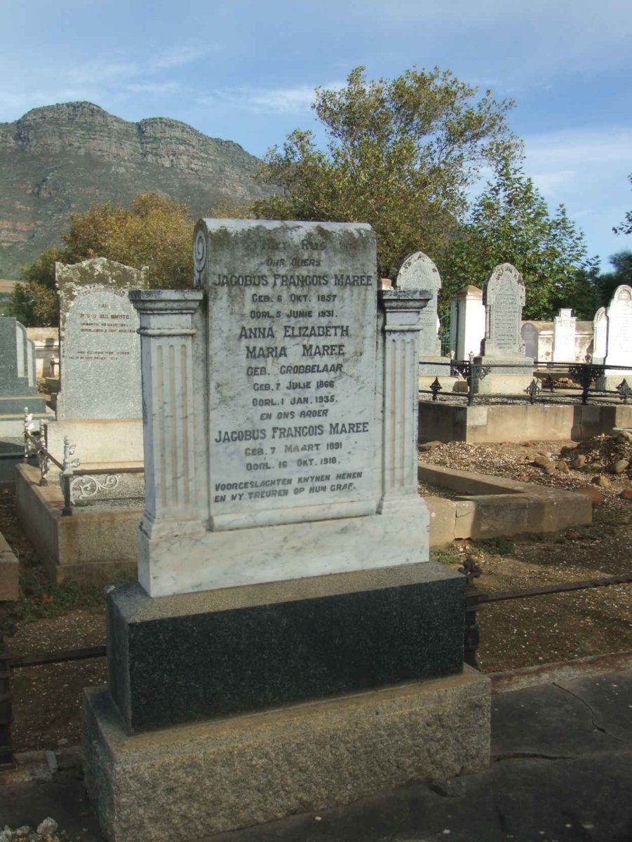 MAREE Jacobus Francois 1857-1931 &amp; Anna Elizabeth Maria GROBBELAAR 1866-1935