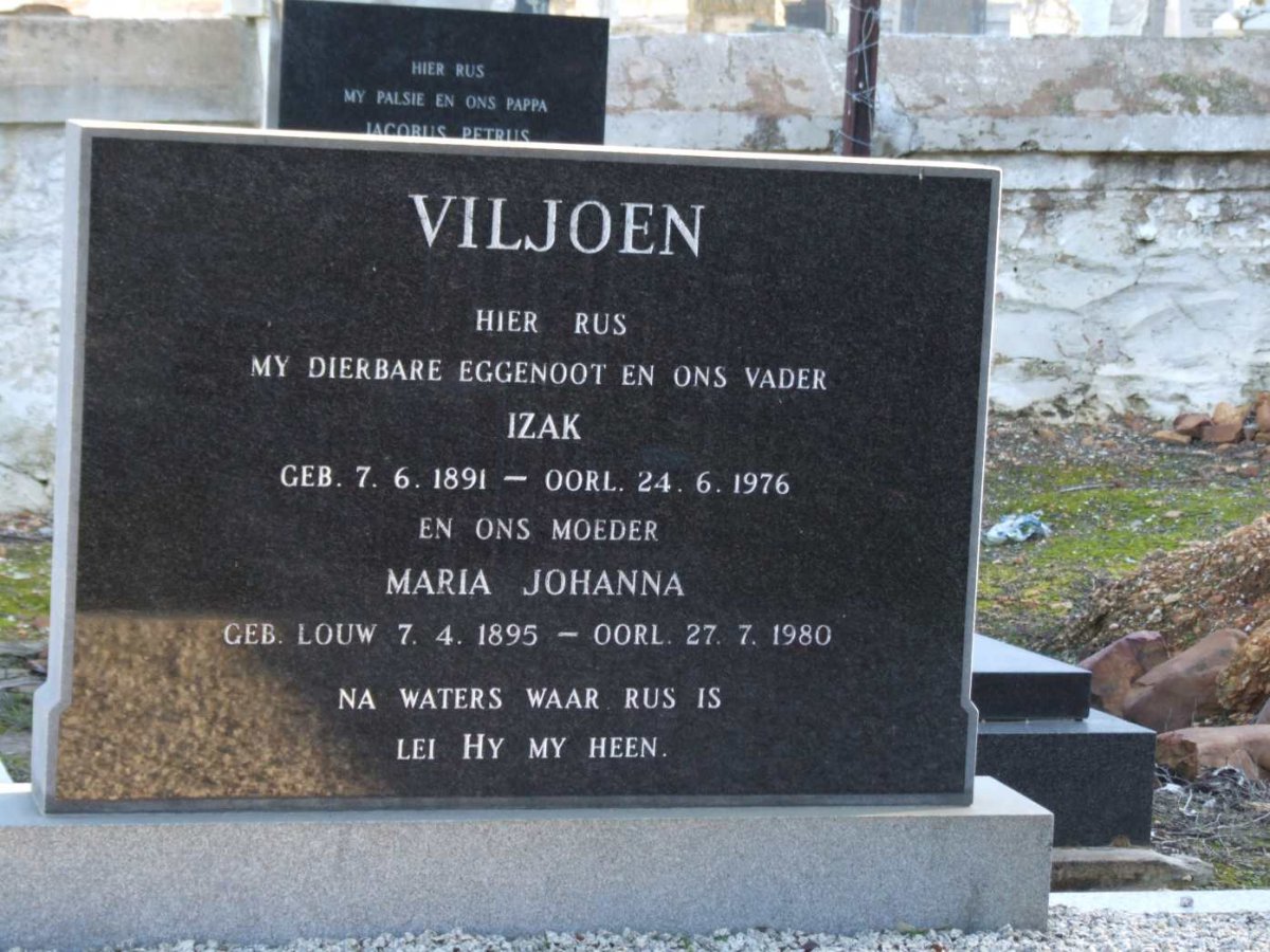 VILJOEN Izak 1891-1976 &amp; Maria Johanna LOUW 1895-1980
