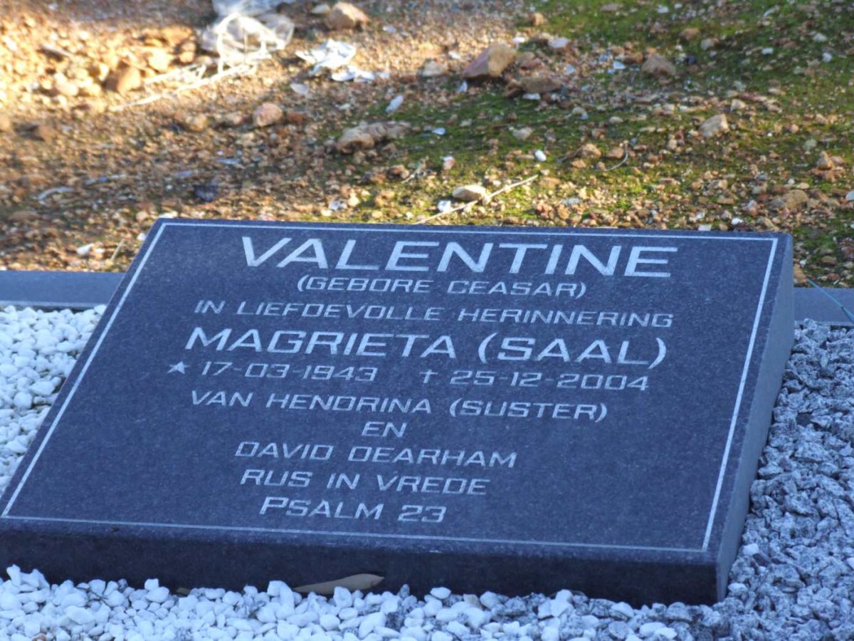 VALENTINE Magrieta nee CEASAR 1943-2004