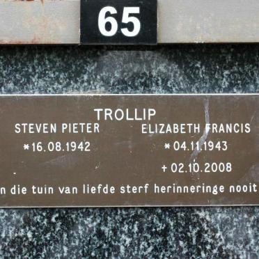 TROLLIP Steven Pieter 1942- &amp; Elizabeth Francis 1943-2008