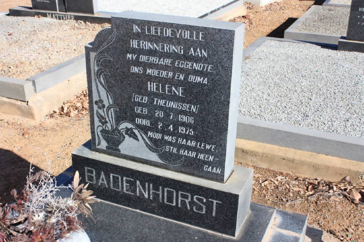BADENHORST Helene nee THEUNISSEN 1906-1975