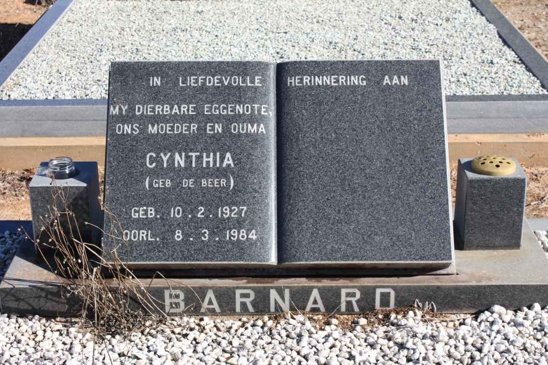 BARNARD Cynthia nee DE BEER 1927-1984
