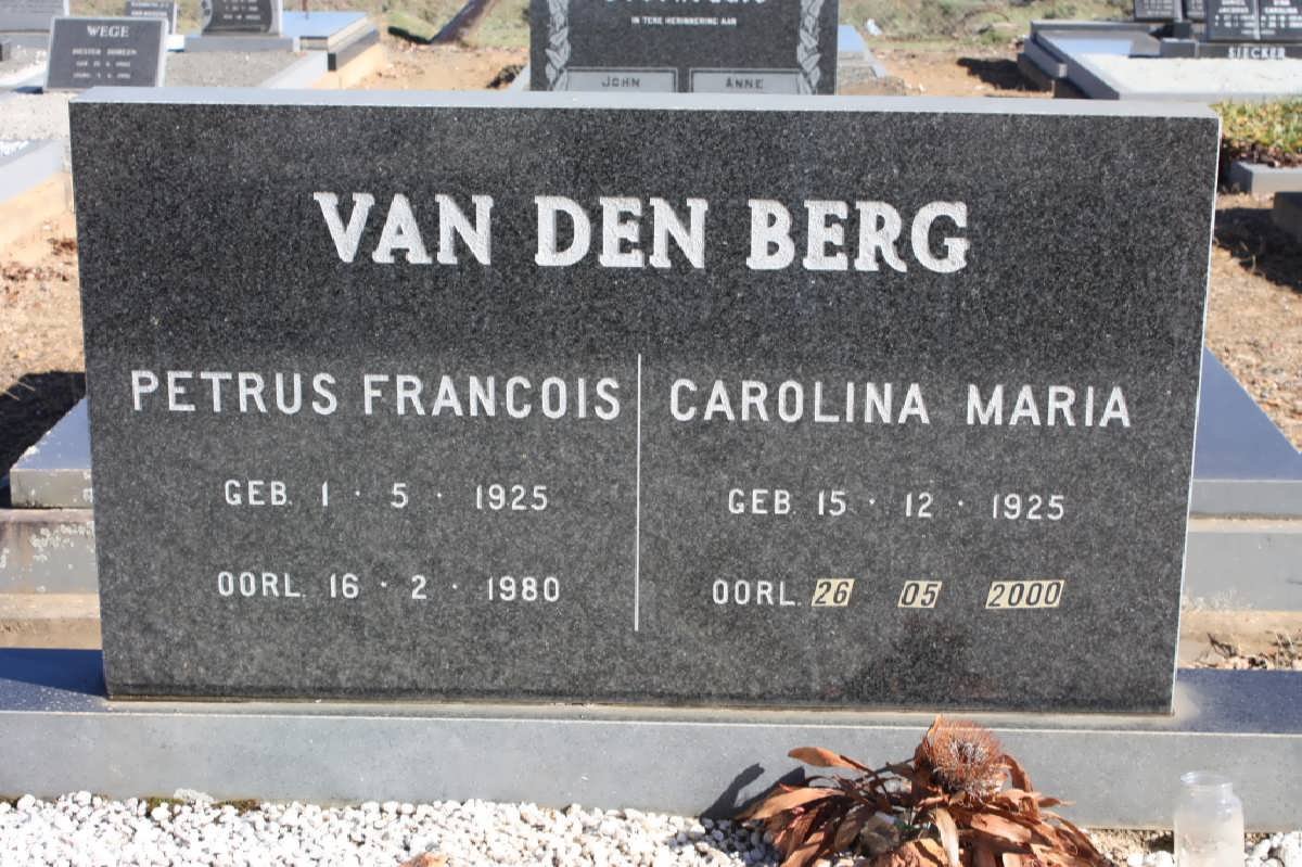 BERG Petrus Francois, van den 1925-1980 &amp; Carolina Maria 1925-2000