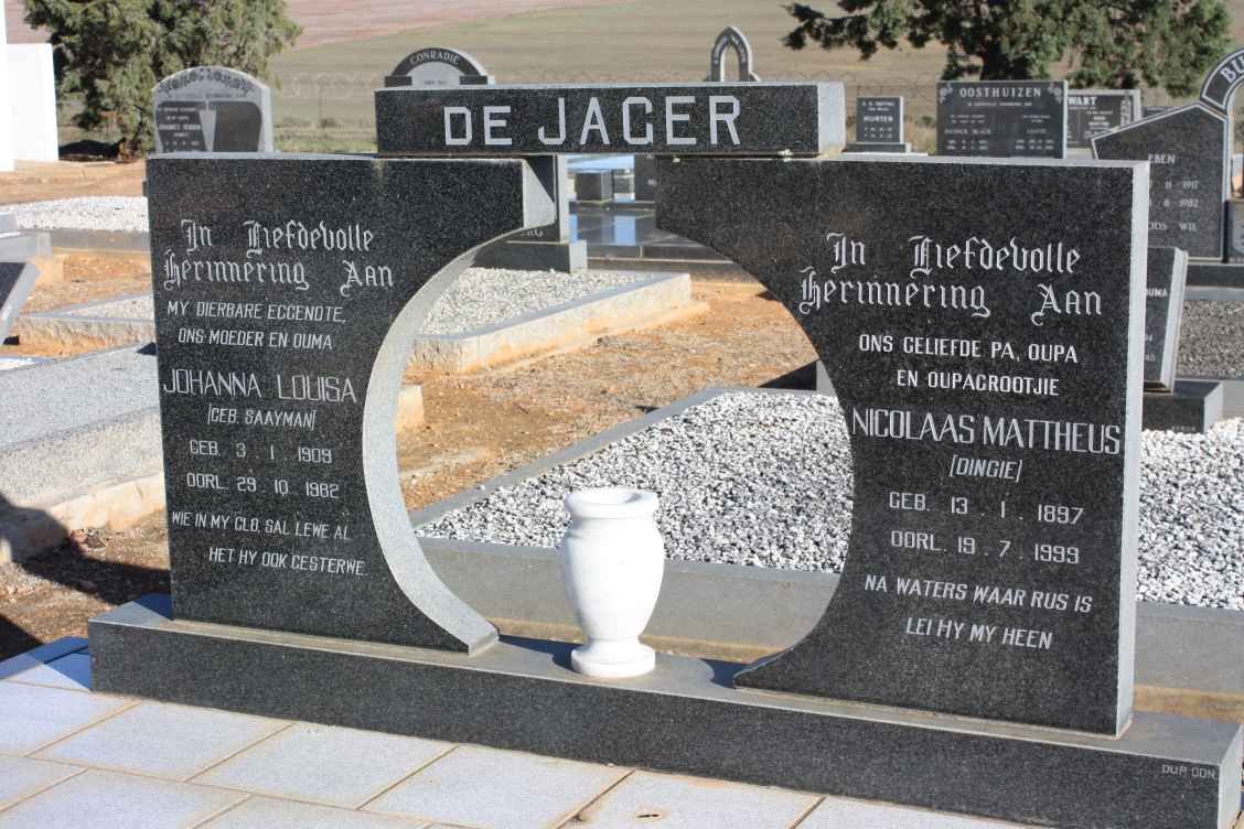 JAGER Nicolaas Mattheus, de 1897-1999 &amp; Johanna Louisa SAAYMAN 1909-1982
