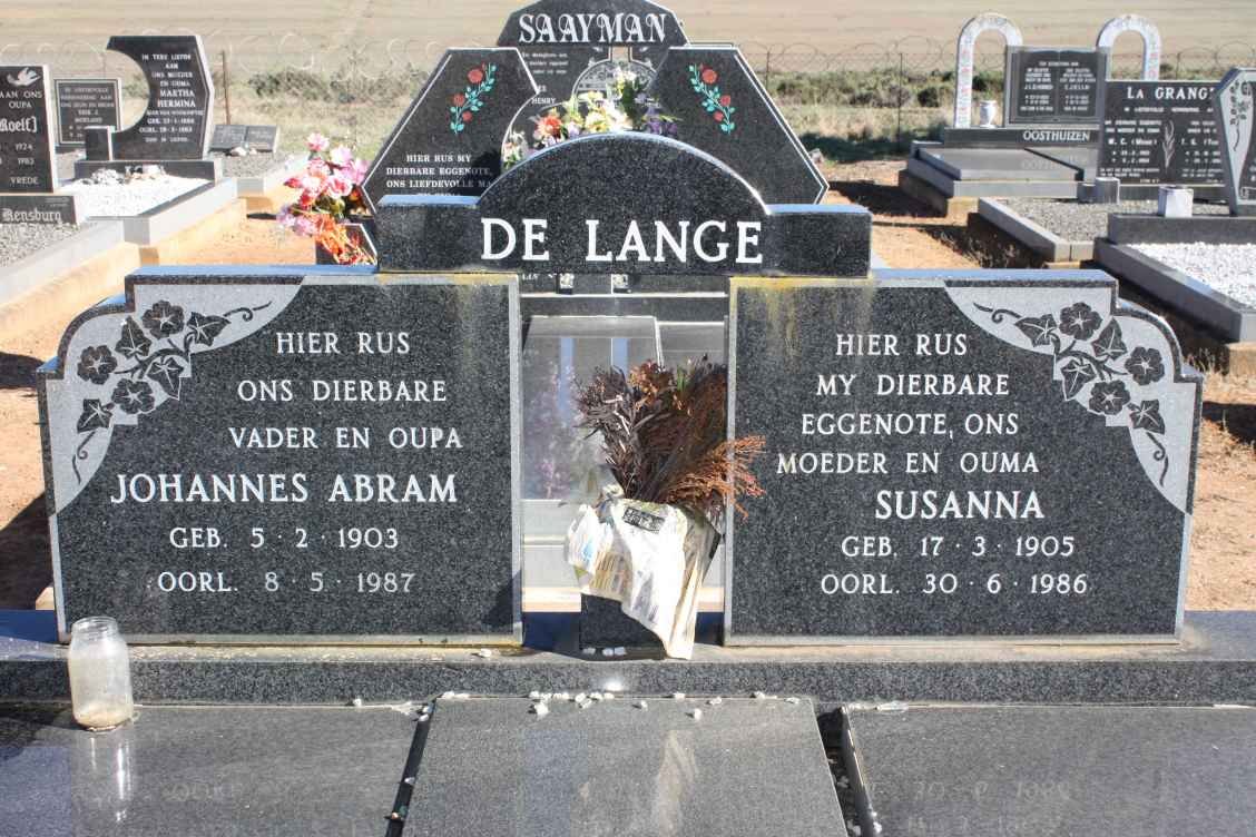 LANGE Johannes Abram 1903-1987 &amp; Susanna 1905-1986