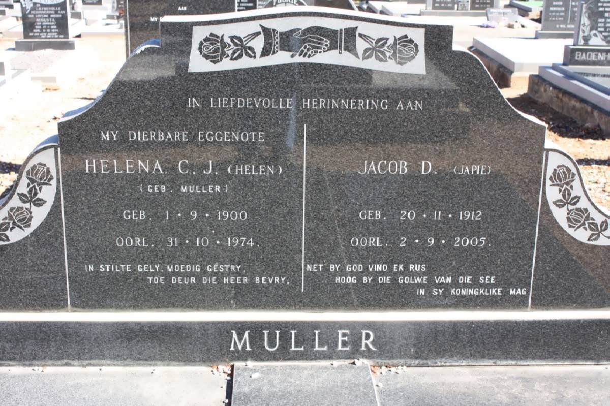 MULLER Jacob D. 1912-2005 &amp; Helena C.J. MULLER 1900-1974