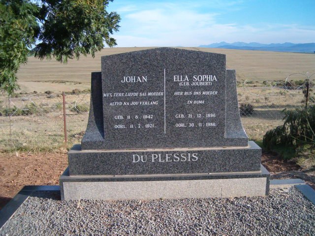 PLESSIS  Ella Sophia, du 1896-1956 :: DU  PLESSIS Johan 1947-1971