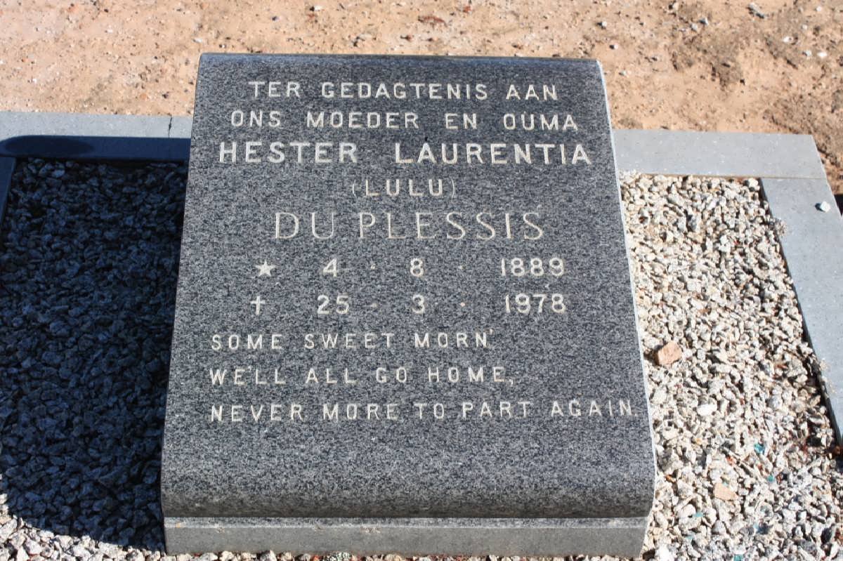 PLESSIS Hester Laurentia, du 1889-1978