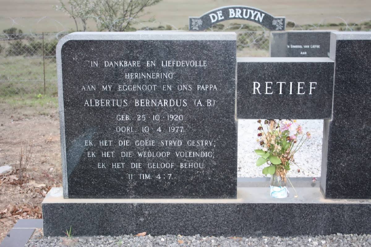 RETIEF Albertus Bernardus 1920-1977