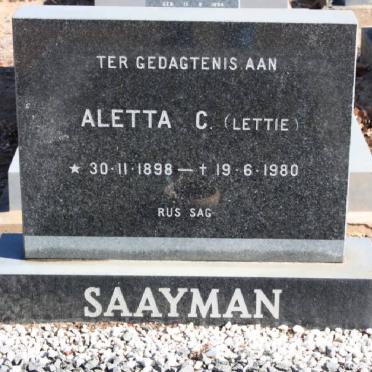 SAAYMAN Aletta C. 1898-1980
