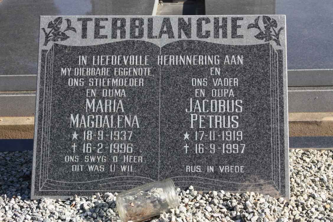 TERBLANCHE Jacobus Petrus 1919-1997 &amp; Maria Magdalena 1937-1996