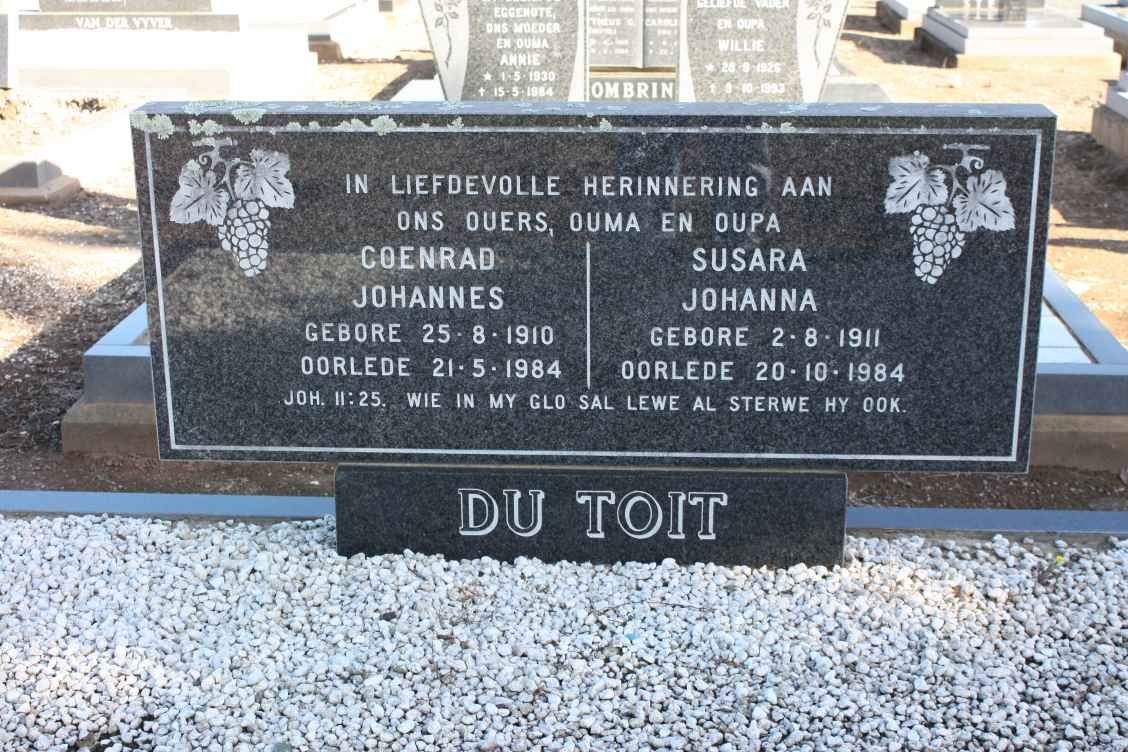 TOIT Coenrad Johannes, du 1910-1984 &amp; Susara Johanna 1911-1984