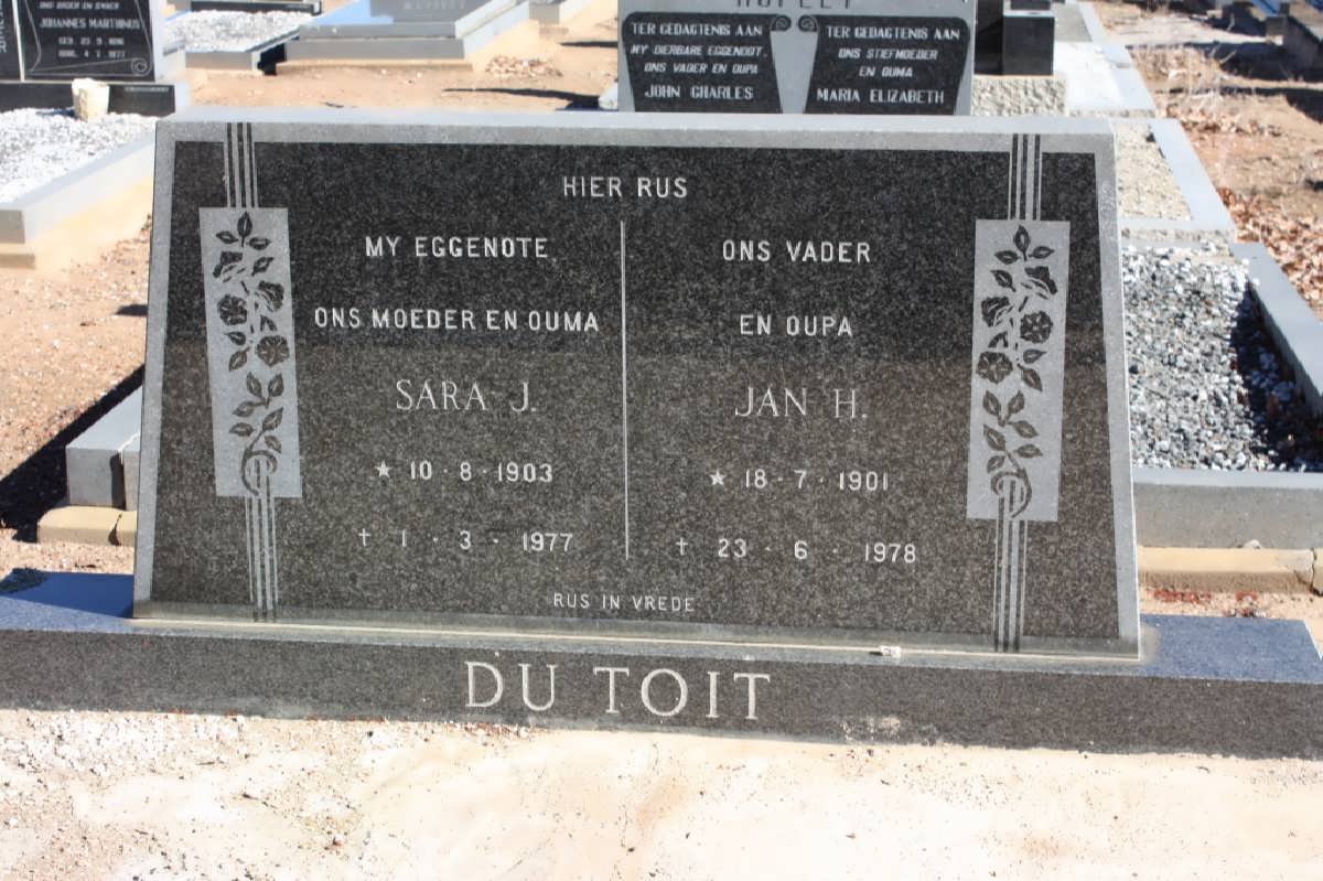 TOIT Jan H., du 1901-1978 &amp; Sara J. 1903-1977