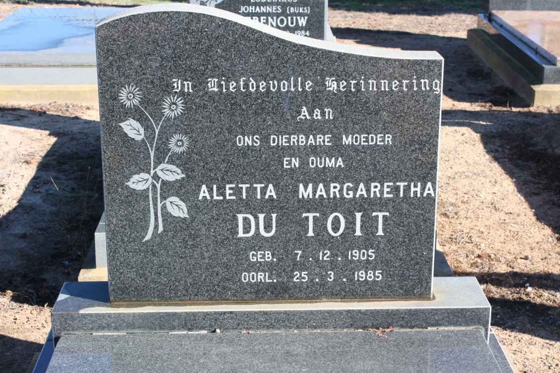 TOIT Aletta Magaretha, du 1905-1985