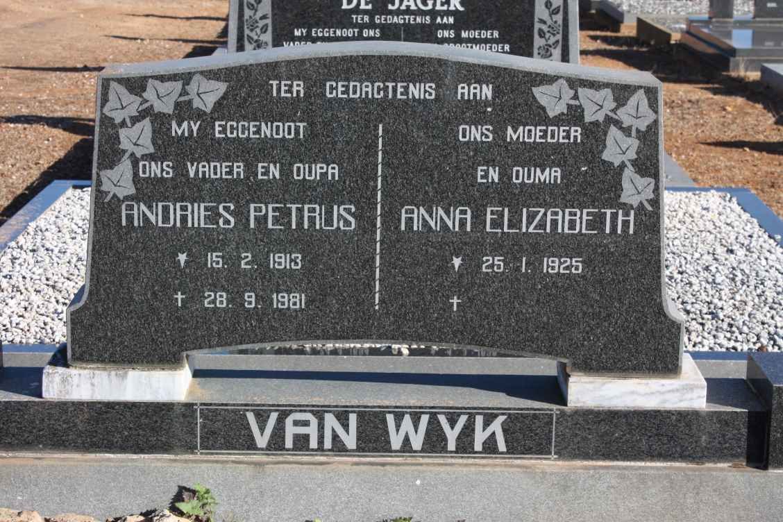 WYK Andries Petrus, van 1913-1981 &amp; Anna Elizabeth 1925-