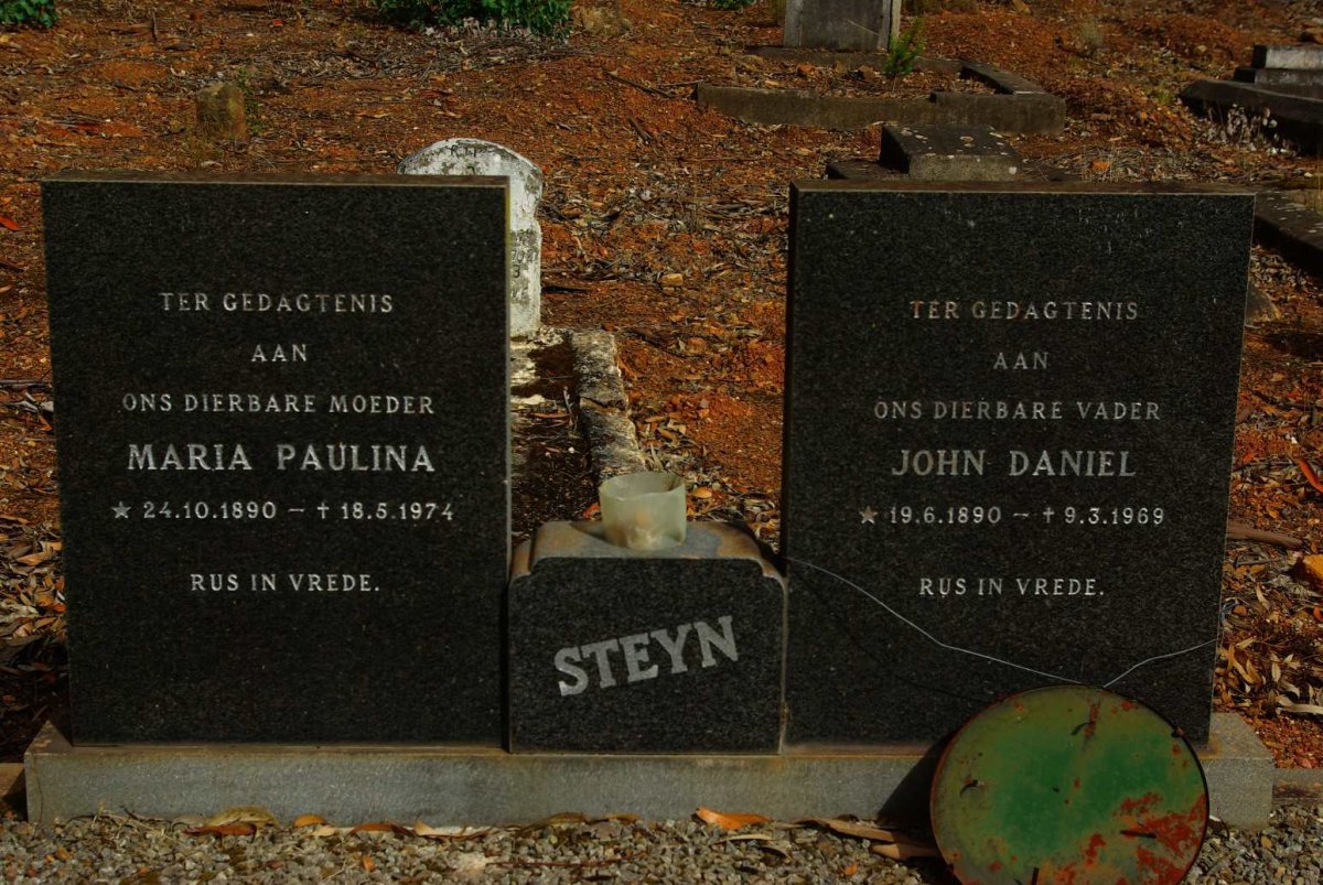 STEYN John Daniel 1890-1969 &amp; Maria Paulina 1890-1974