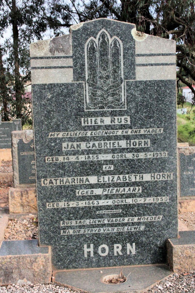 HORNE Jan Gabriel 1855-1939 &amp; Catharina Elizabeth PIENAAR 1863-1950