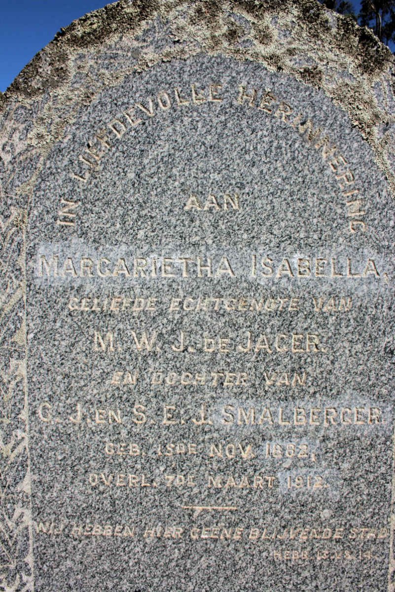 JAGER Margarietha Isabella, de 1882-1912