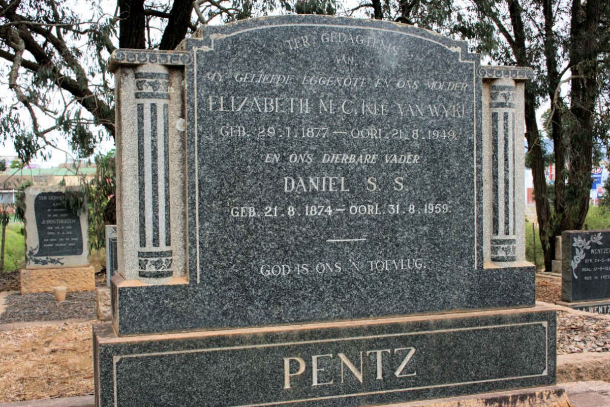 PENZ Daniel S.S. 1874-1959 &amp; Elizabeth M.C. VAN WYK 1877-1949