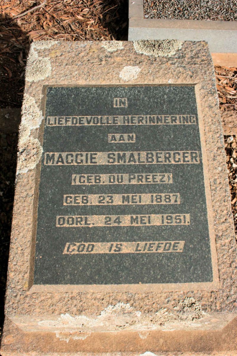 SMALBERGER Maggie neé DU PREEZ 1887-1951