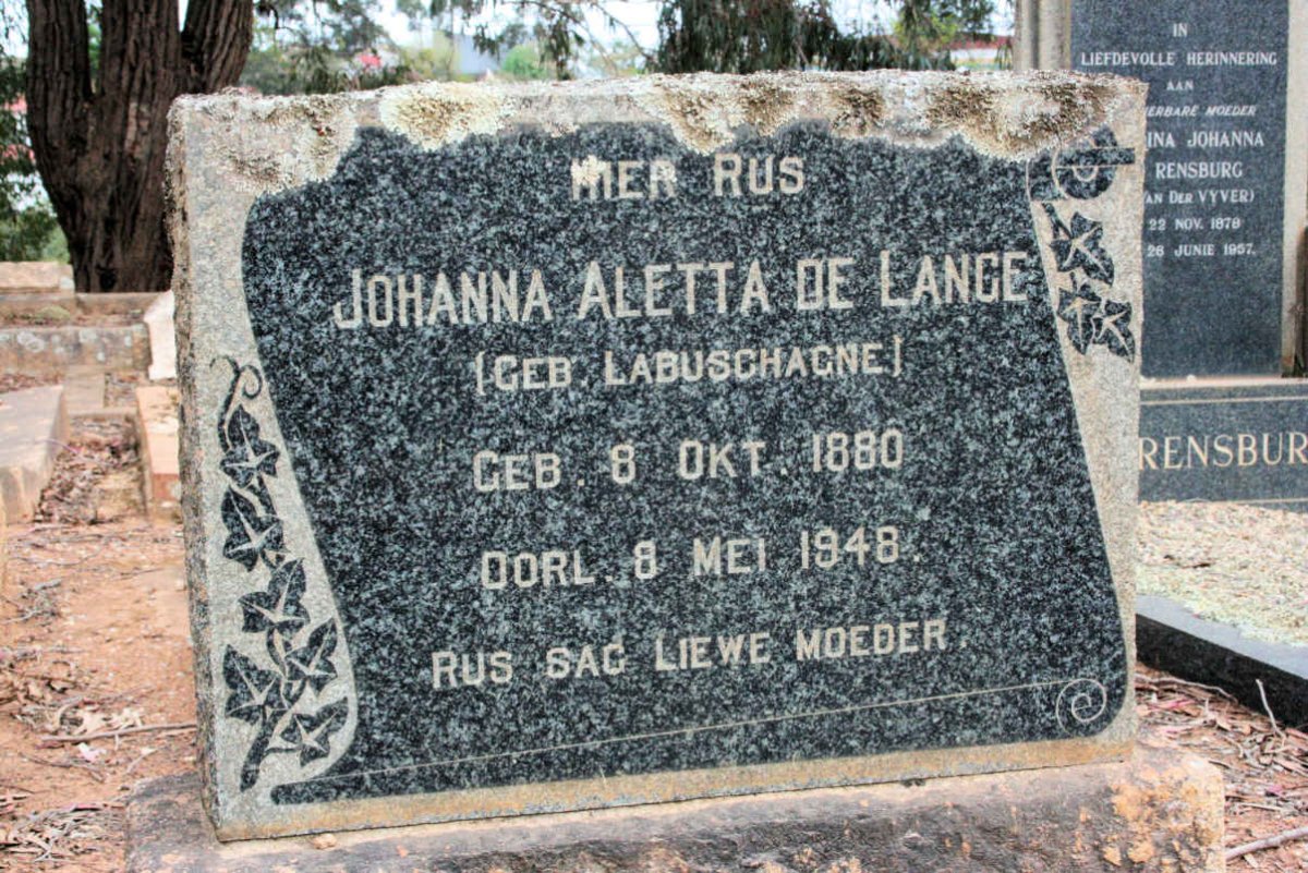 LANGE Johanna Aletta, de neé LABUSCHAGNE 1880-1948