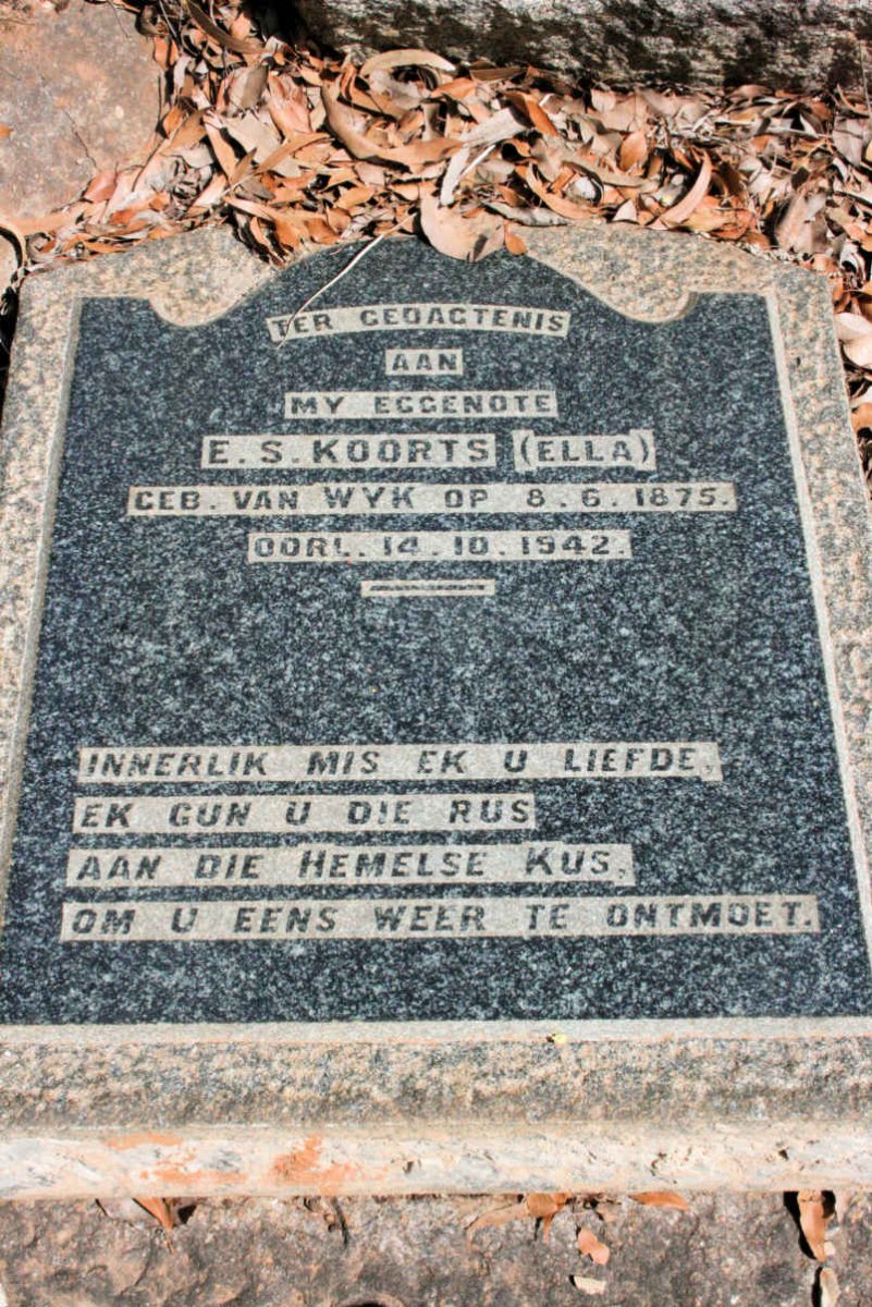 KOORTS E.S. neé VAN WYK 1875-1942