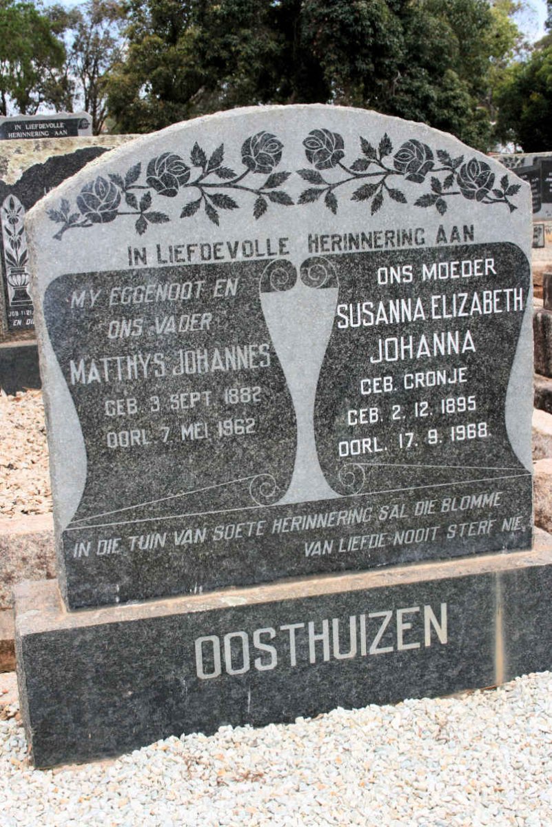 OOSTHUIZEN Matthys Johannes 1882-1962 &amp; Susanna Elizabeth Johanna CRONJE 1895-1968