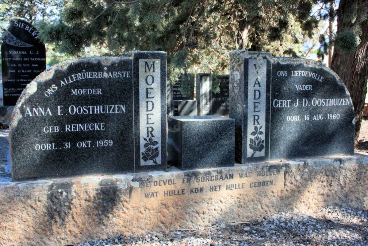 OOSTHUIZEN Gert J.D. -1960 &amp; Anna E. REINECKE -1959