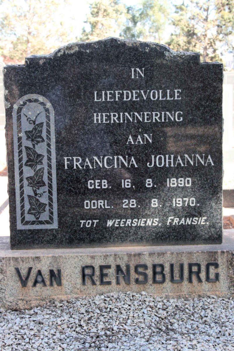 RENSBURG Francina Johanna, van 1890-1970
