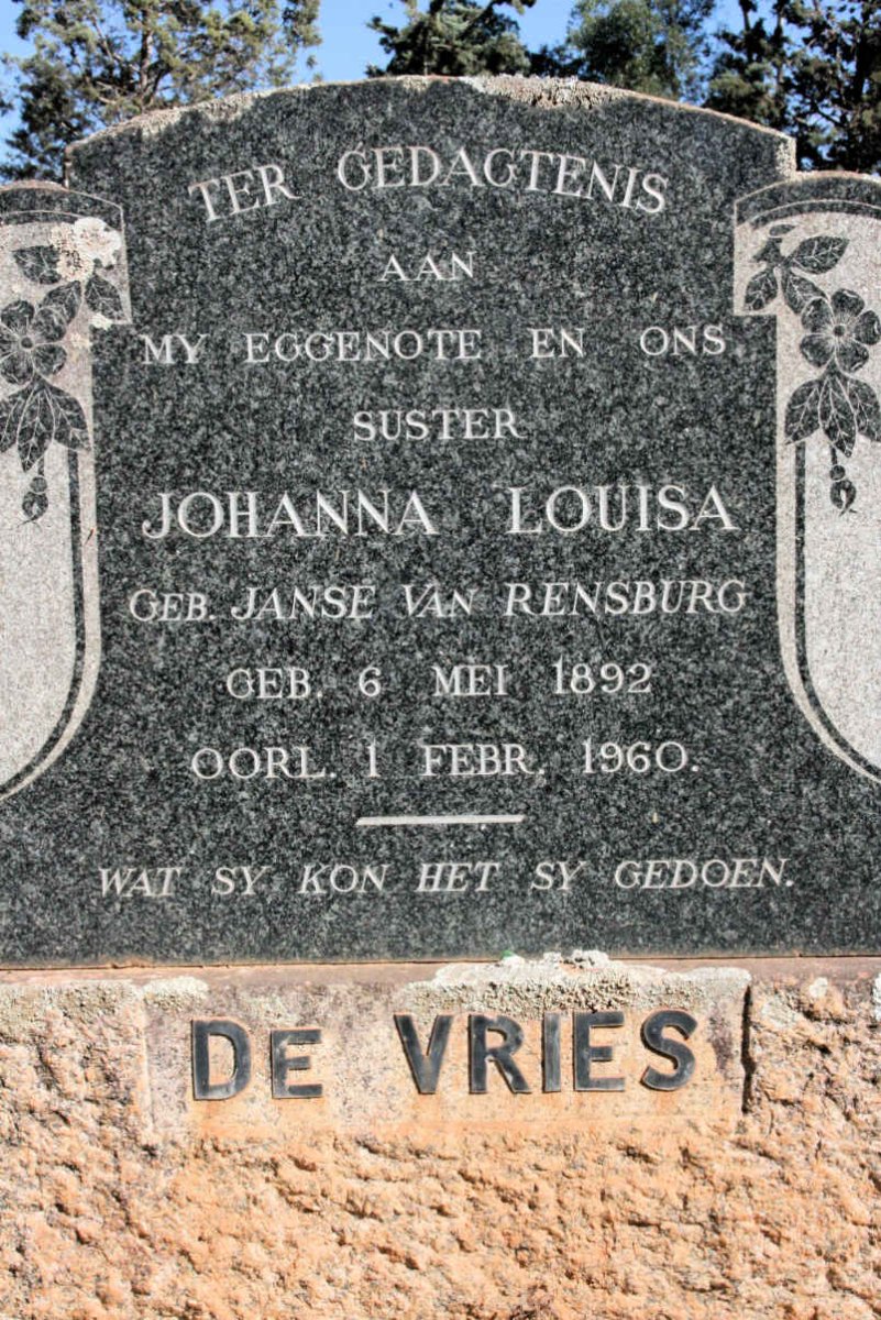 VRIES Johanna Louisa, de 1892-1960