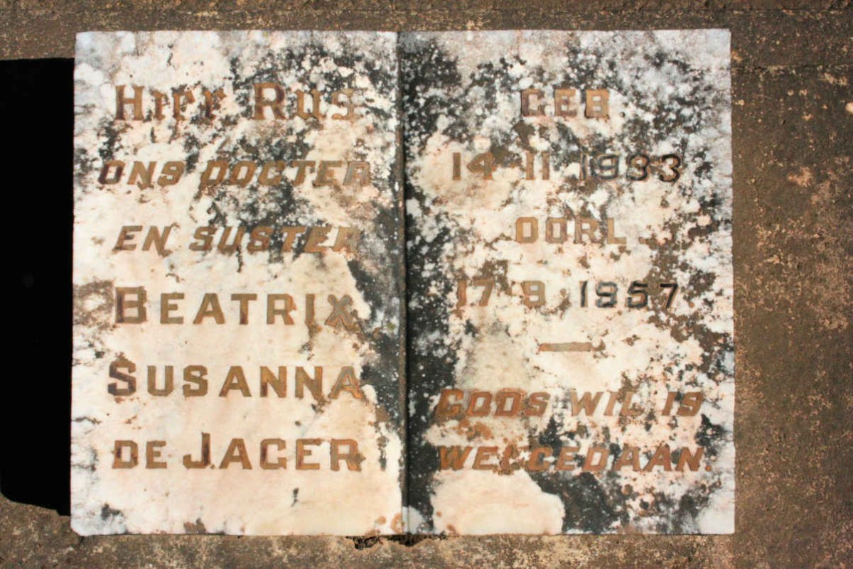 JAGER Beatrix Susanna, de 1933-1957