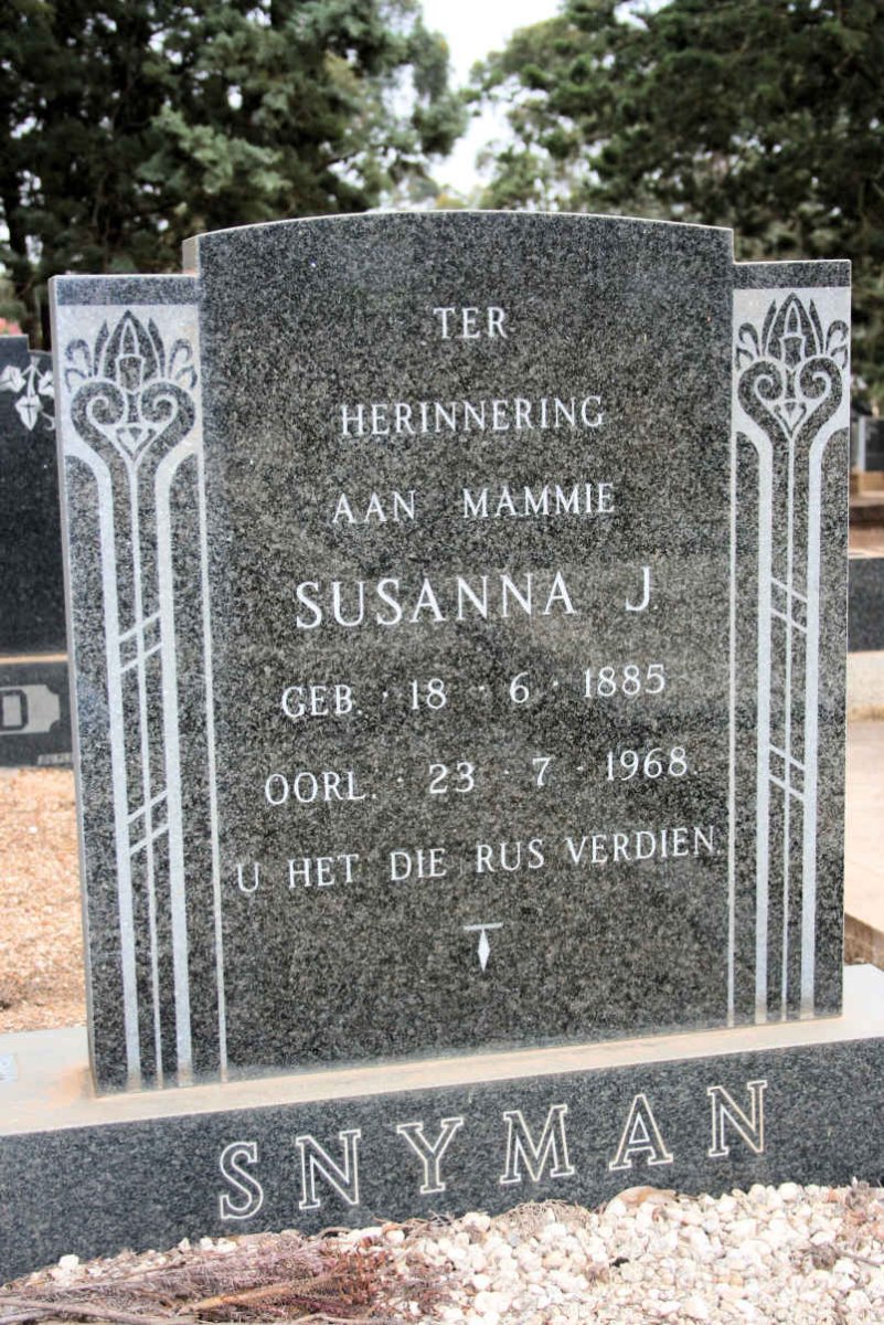 SNYMAN Susanna J. 1885-1968