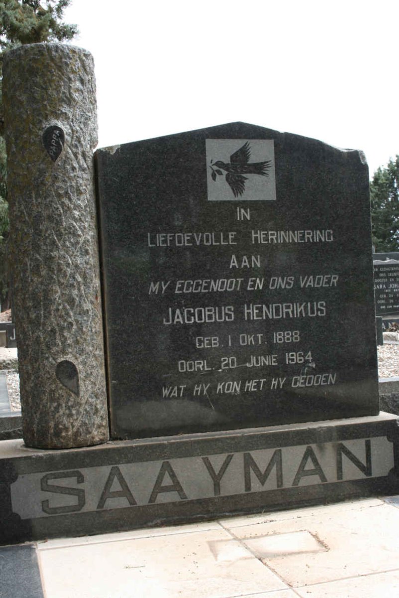 SAAYMAN Jacobus Hendrikus 1888-1964