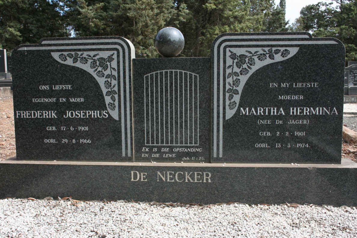 NECKER Frederik Josephus 1901-1966 &amp; Martha Hermina DE JAGER 1901-1974