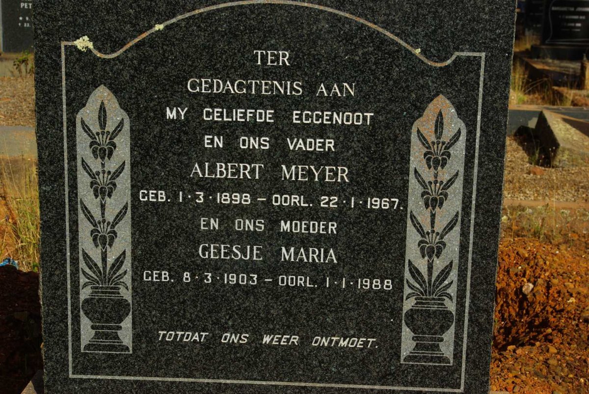 MEYER Albert 1898-1967 &amp; Geesje Maria 1903-1988