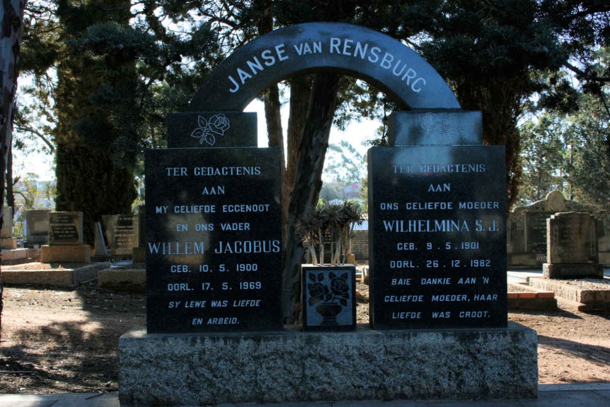 RENSBURG Willem Jacobus, Janse van 1900-1969 &amp; Wilhelmina S.J. 1901-1982