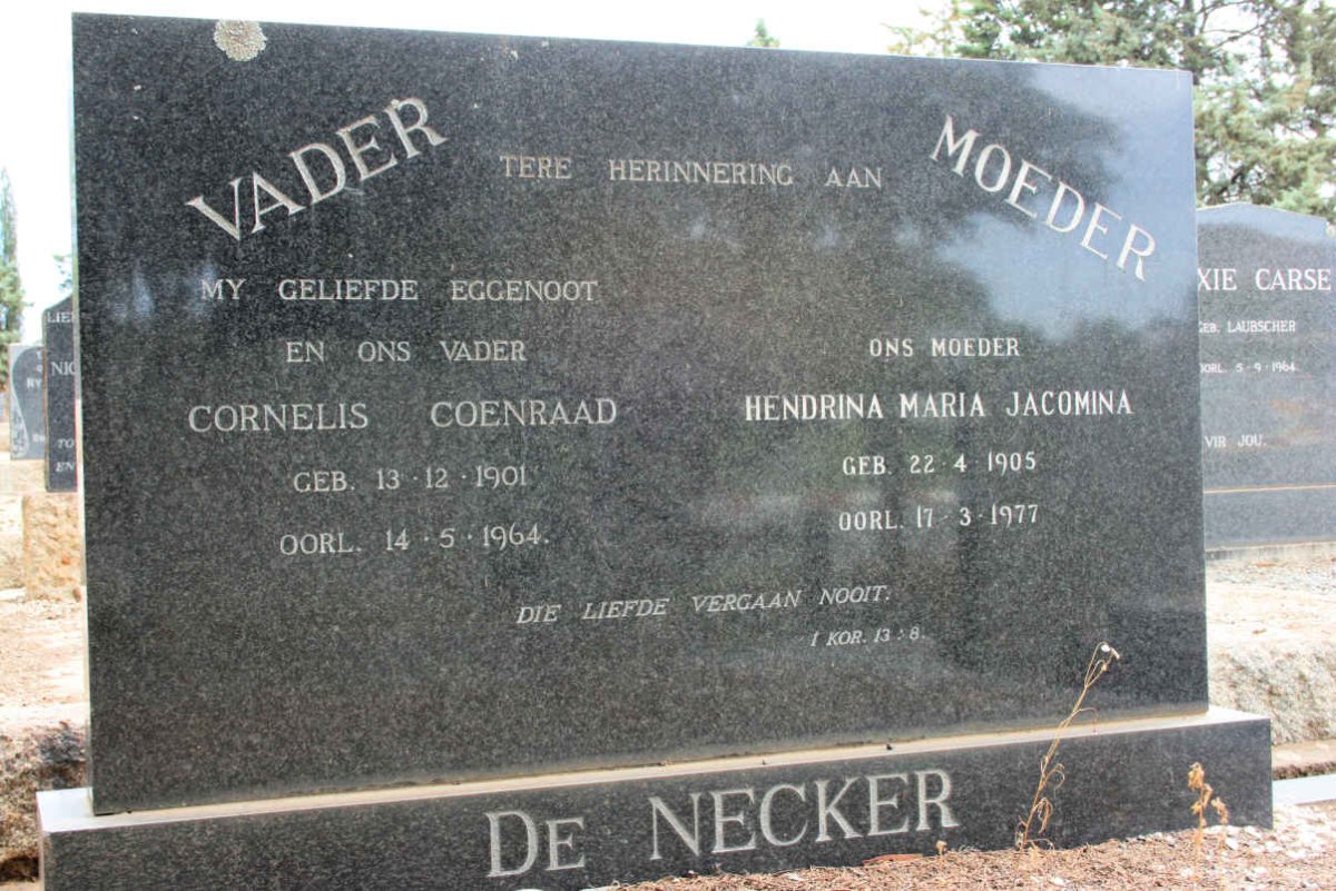 NECKER Cornelis Coenraad, de 1901-1964 &amp; Hendrina Maria Jacomina 1905-1977